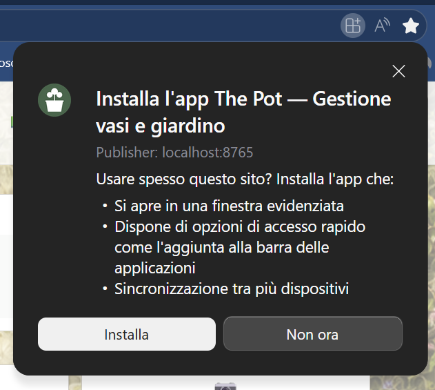 Prompt di installazione PWA